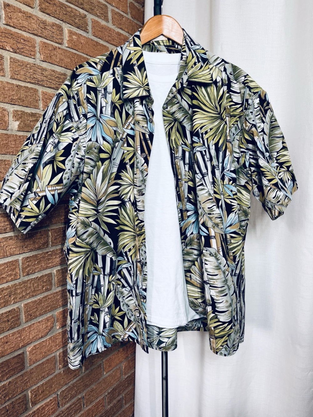 Campia Hawaii Aloha Shirt XXL Tropical Bamboo Palm Button Up Resort vibe